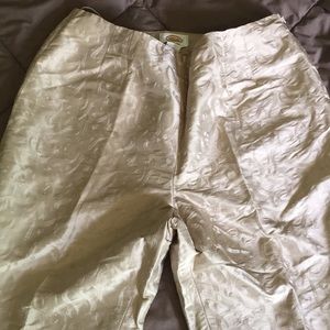 Talbots 100% Silk gold embroidered pants size 14